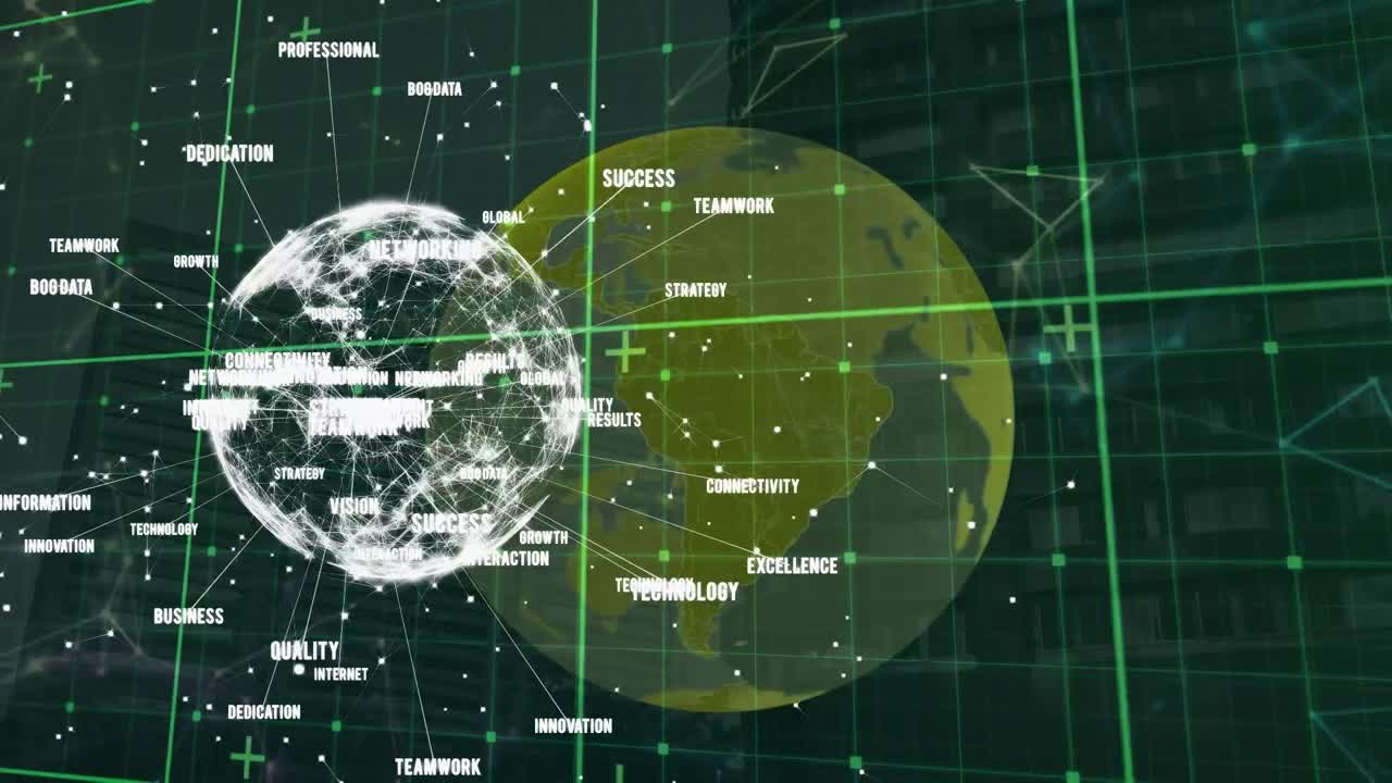 연결 및 데이터 처리의 네트워크를 통해 지구의 애니메이션