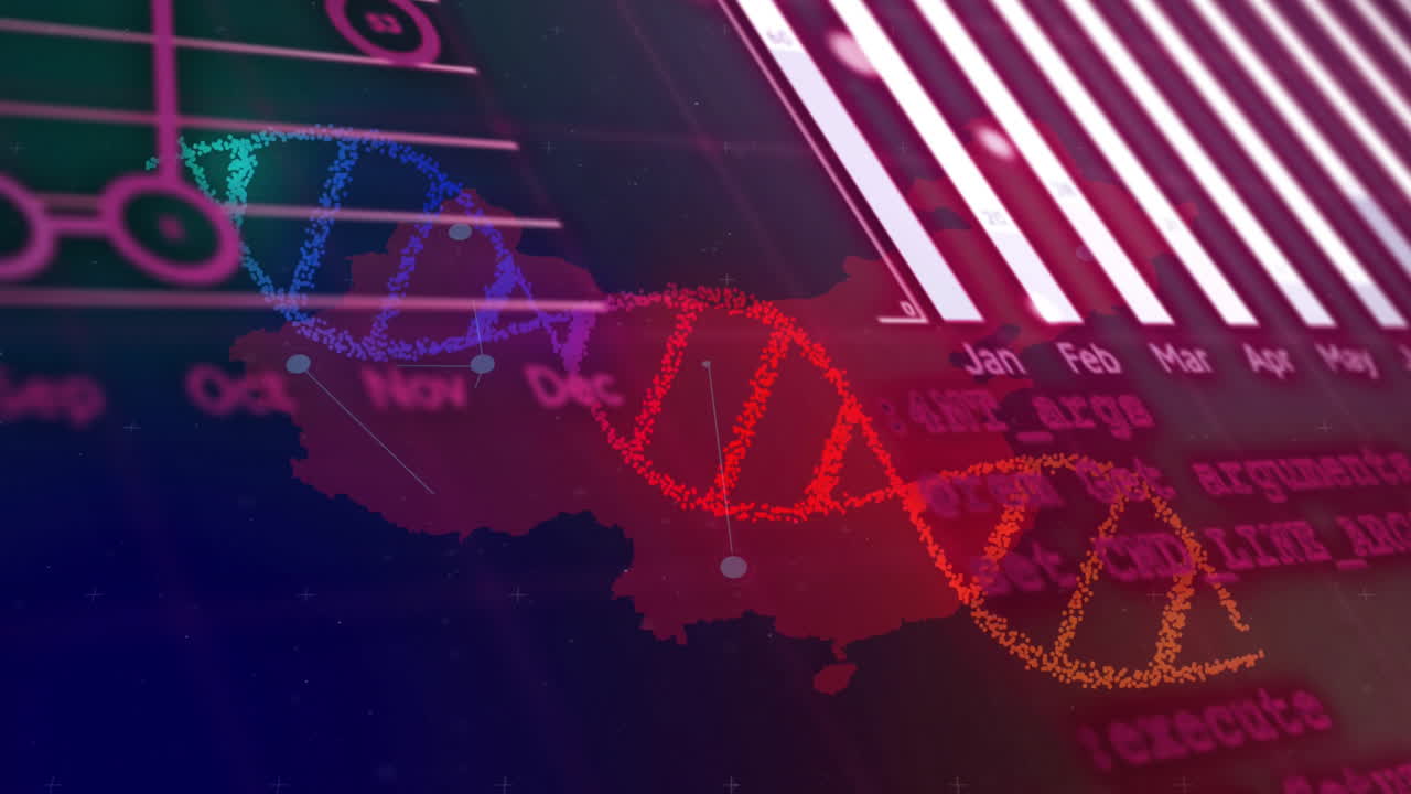 dna 줄무의 애니메이션, 검은 바탕의 데이터 처리