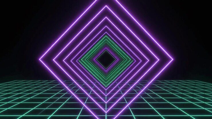 Retro Synthwave Style Neon Square Tunnel Animation