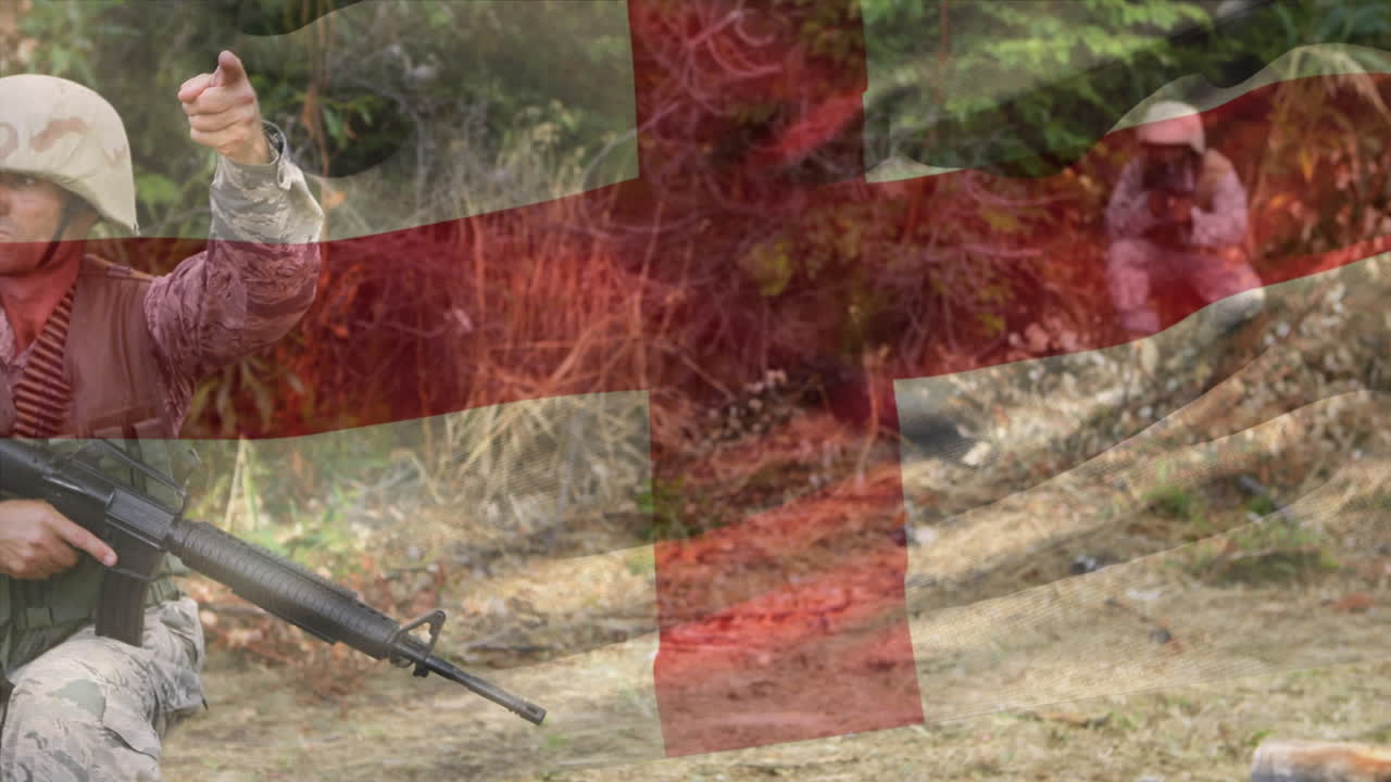 다양한 남성 군인 위에 영국  ⁇ 발의 애니메이션