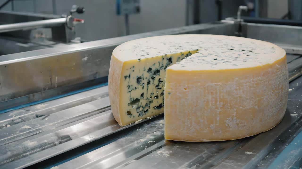 Close-up of a Wheel of Blue Cheese