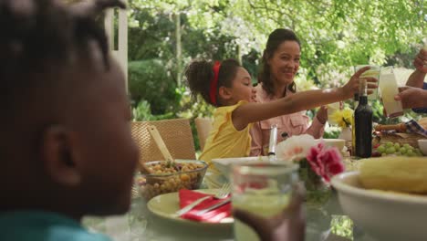 african american family spending time in garden together