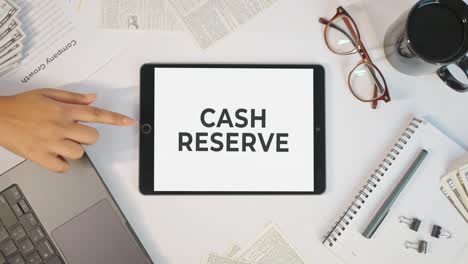 cash reserve displaying on a tablet screen