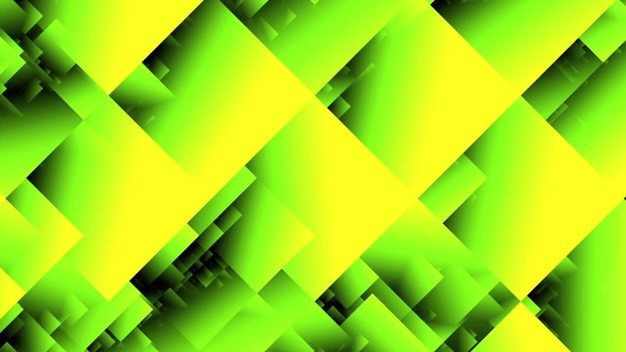 Motivo geometrico astratto di quadrati verdi e gialli in movimento
