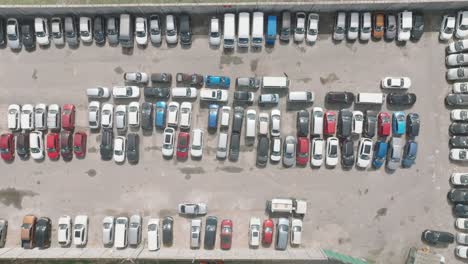 drone shot of cars at a parking lot