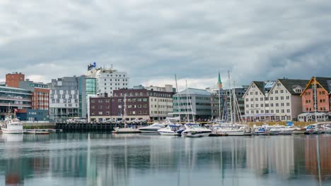 view of a marina in tromso, north norway