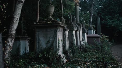 old tombstones in a gothic cemetery