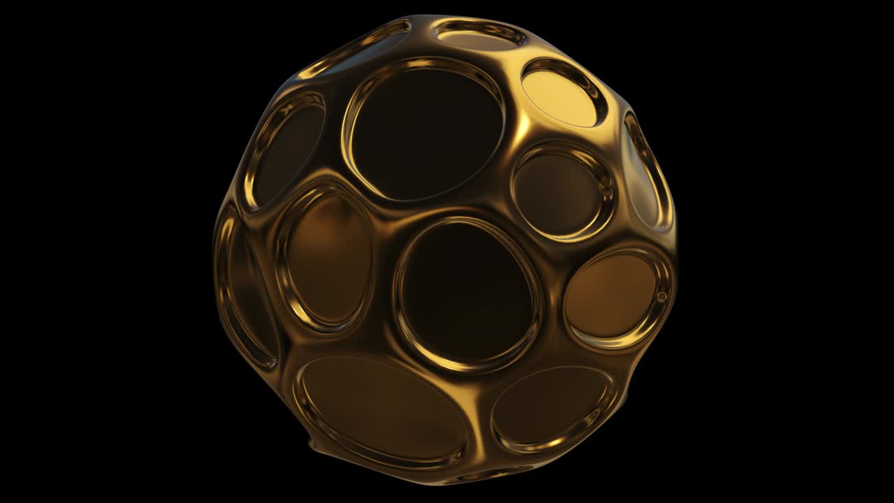 추상적인 회전하는 골든 스피어 알파 채널