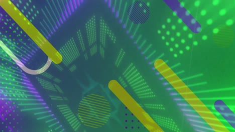 animación de formas abstractas sobre un fondo de túnel de neón brillante