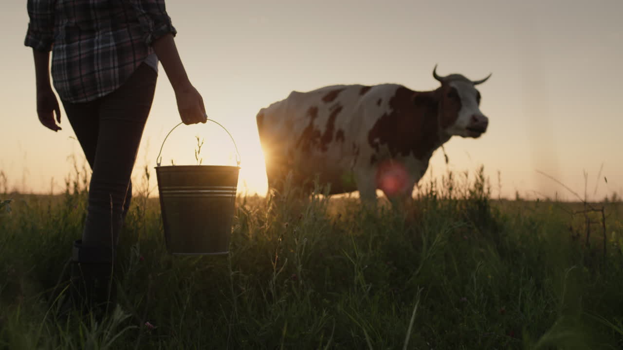 una agricultora con un balde en la mano 1