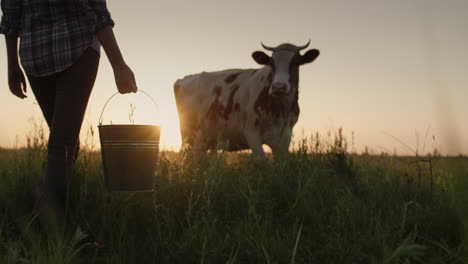 a female farmer with a bucket in her hand 1
