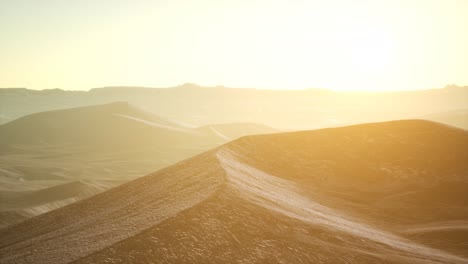 Aerial-view-on-big-sand-dunes-in-Sahara-desert-at-sunrise