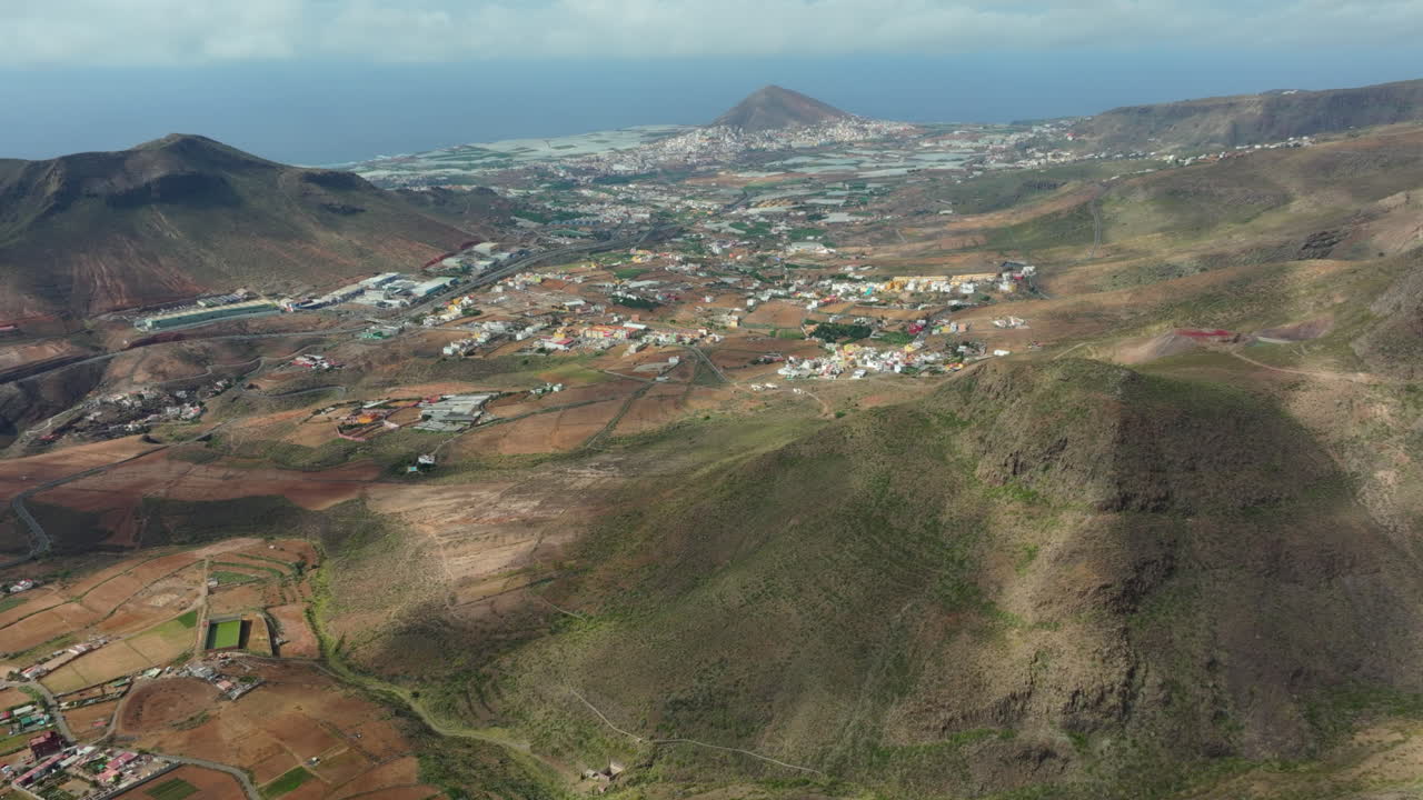 Mountains and village in Gran Canaria, aerial view