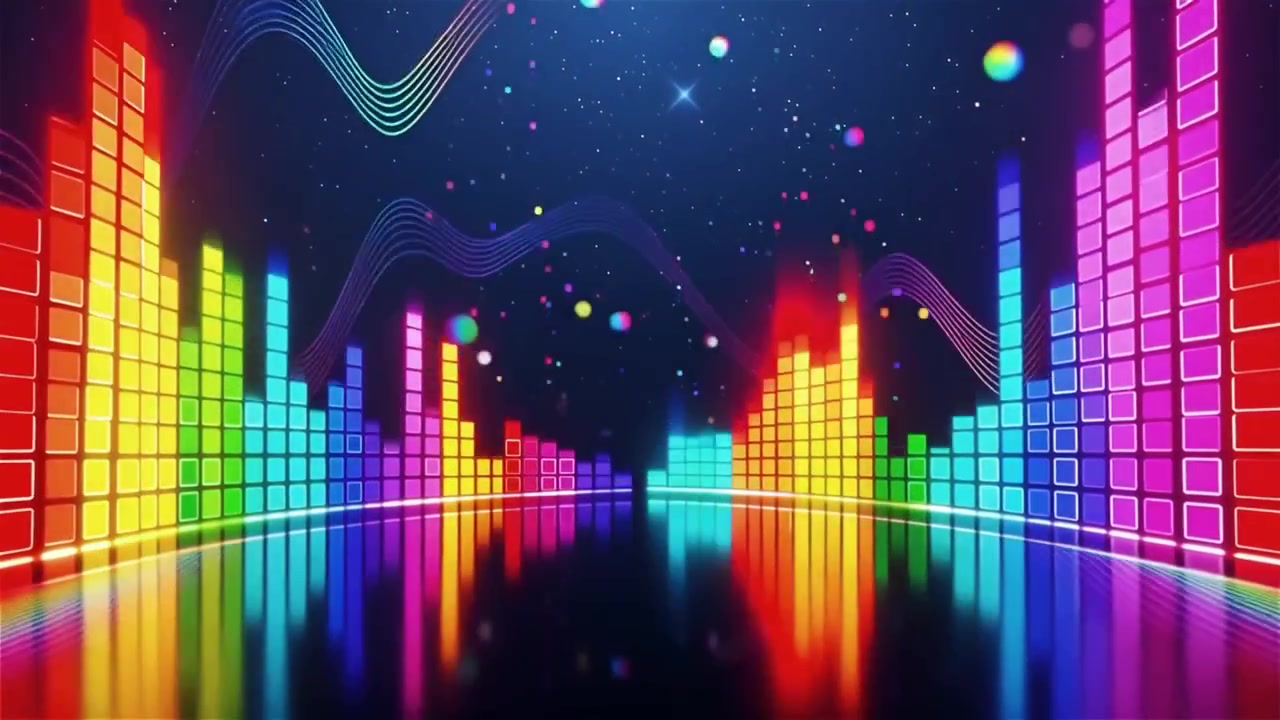 Futuristic Rainbow Neon Music Equalizer Visualizer Background
