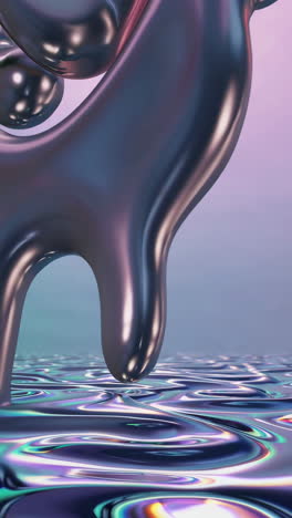 abstract liquid metal drips and a clock