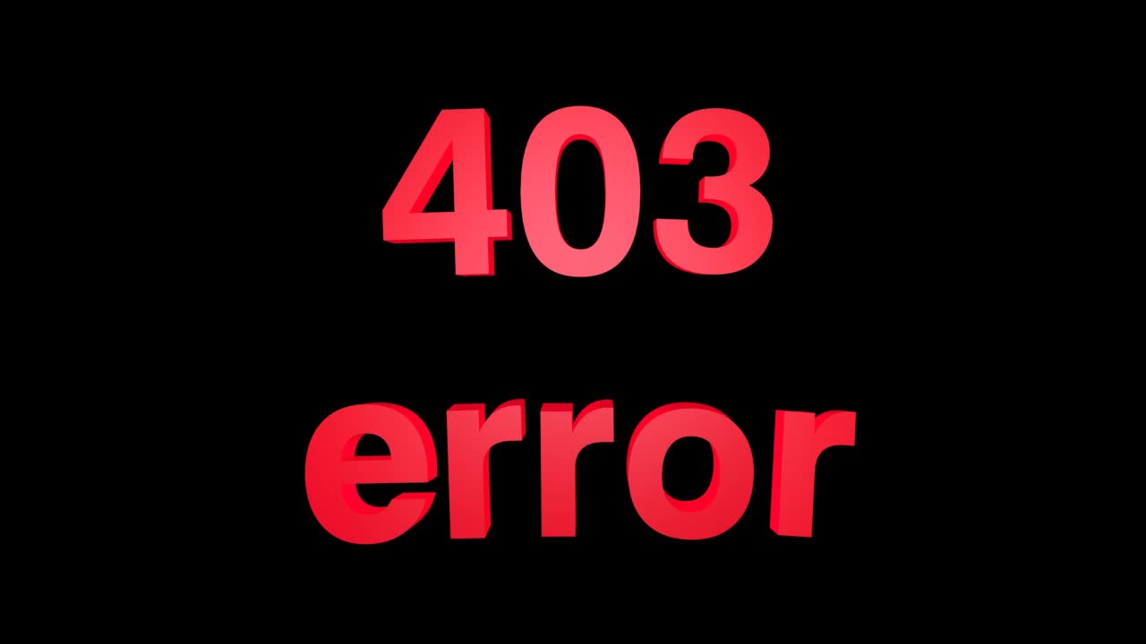 3D animation red 403 error, Forbidden.  The concept of computer technology and programming.