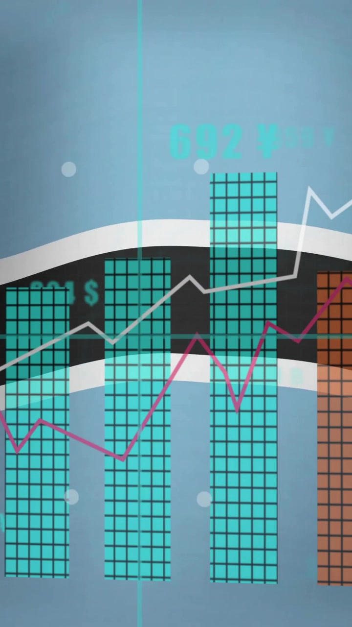 Animation of bar graph processing data over flag of botswana