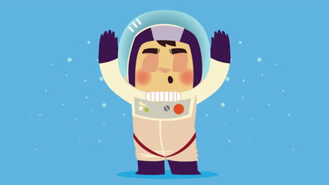 cute astronaut with hands up character