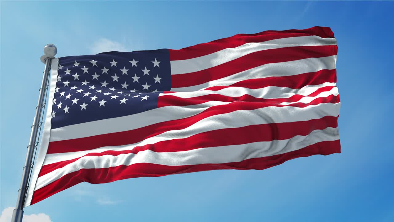bucle de la bandera estadounidense. realista 4k. 30 fps bandera de los ee.uu. americano agitando en el viento. bucle sin costuras con textura de tela muy detallada.