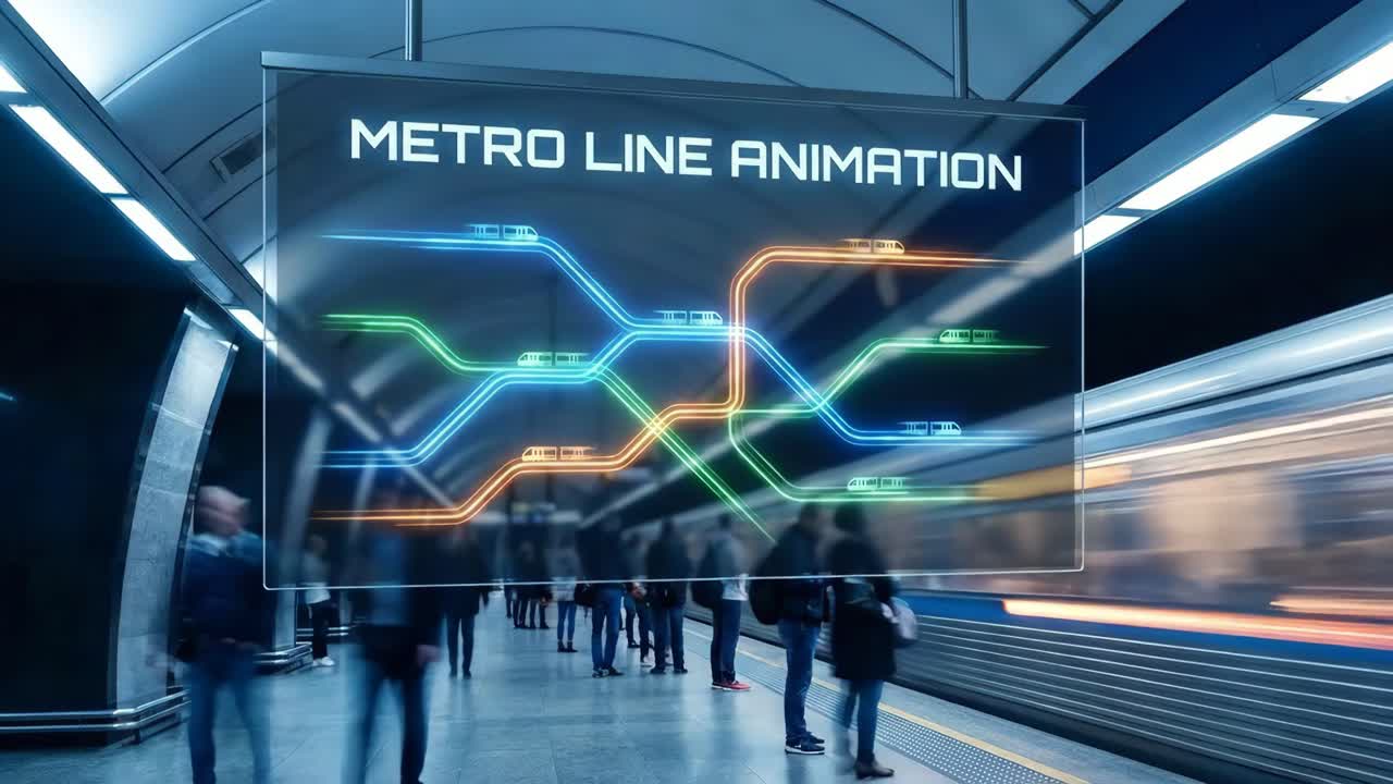 Metro Line Animation Display at Subway Station