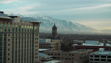 downtown salt lake city utah city hall with mountains.