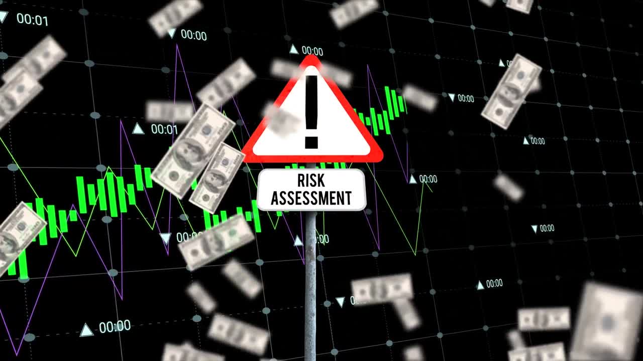 도로 표지판의 애니메이션과 검은색 배경의 데이터 처리