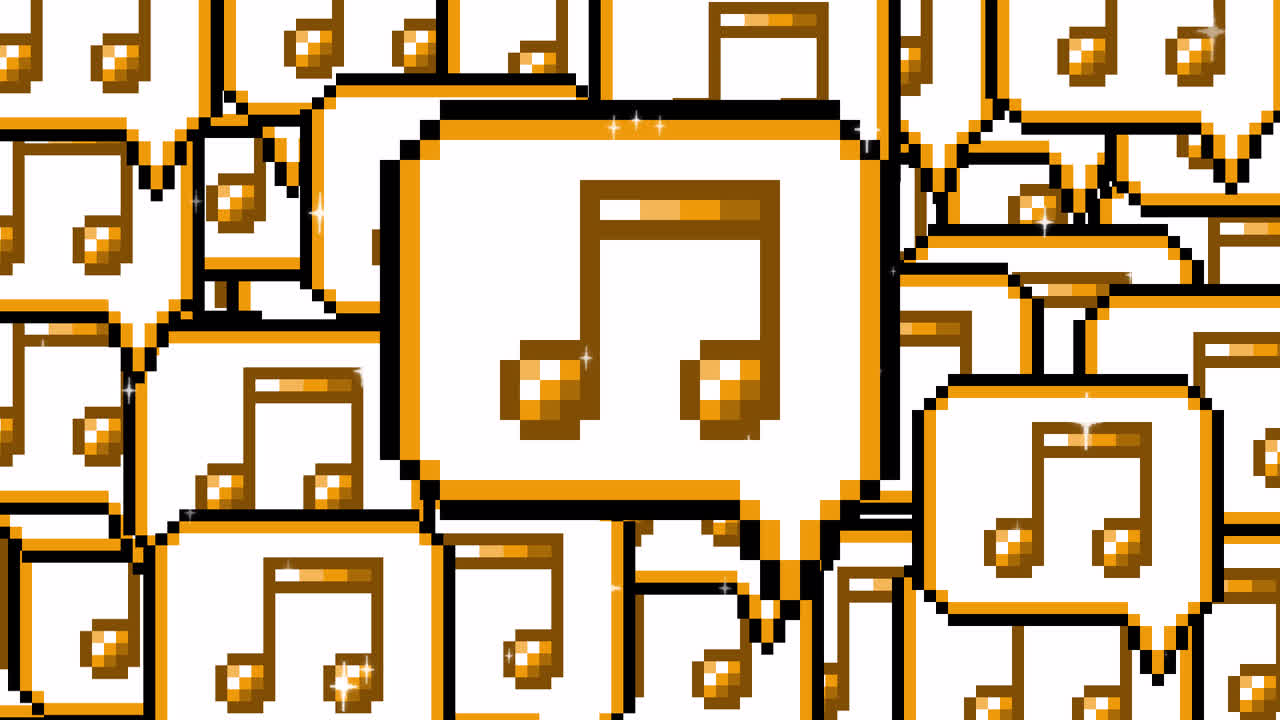 Pixel art pop up speech bubble icon eighth notes Transitions. 1080p - 30 fps - Alpha Channel (7).mov