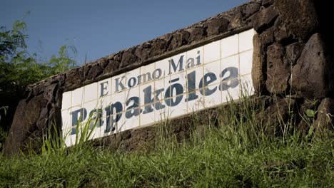 a sign in a hawaiian neighborhood urges people to slow down and respect safety 1