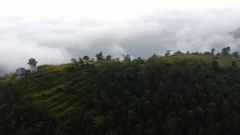 high-elevated village fields above nepal aerial view