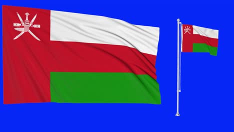 green screen waving oman flag or flagpole