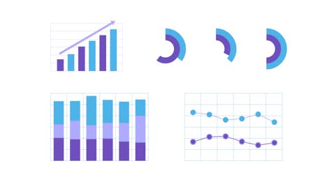 animation of graphics, financial diagram and charts showing profits and losses. elements for user interface ui, or infographics. template and graph corporate and business presentation. modern style