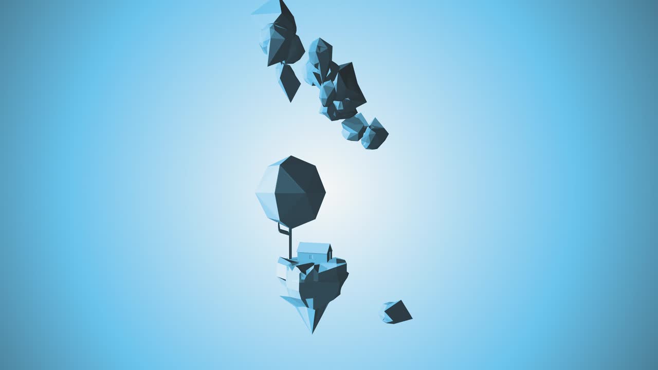 una pequeña isla de dibujos animados completamente congelada flotando sobre un fondo azul.