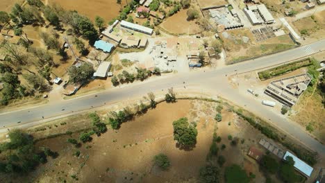 Birdseye-aerial-view-of-Loitokitok-kenya,-shanty-poor-neighborhood-of-Nairobi-suburbs,-Kenya