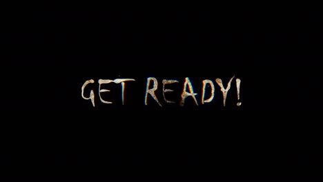 burn text of get ready word. the golden shine lighting of get ready word loop animation promote advertising concept isolate using quicktime alpha channel prores 4444.