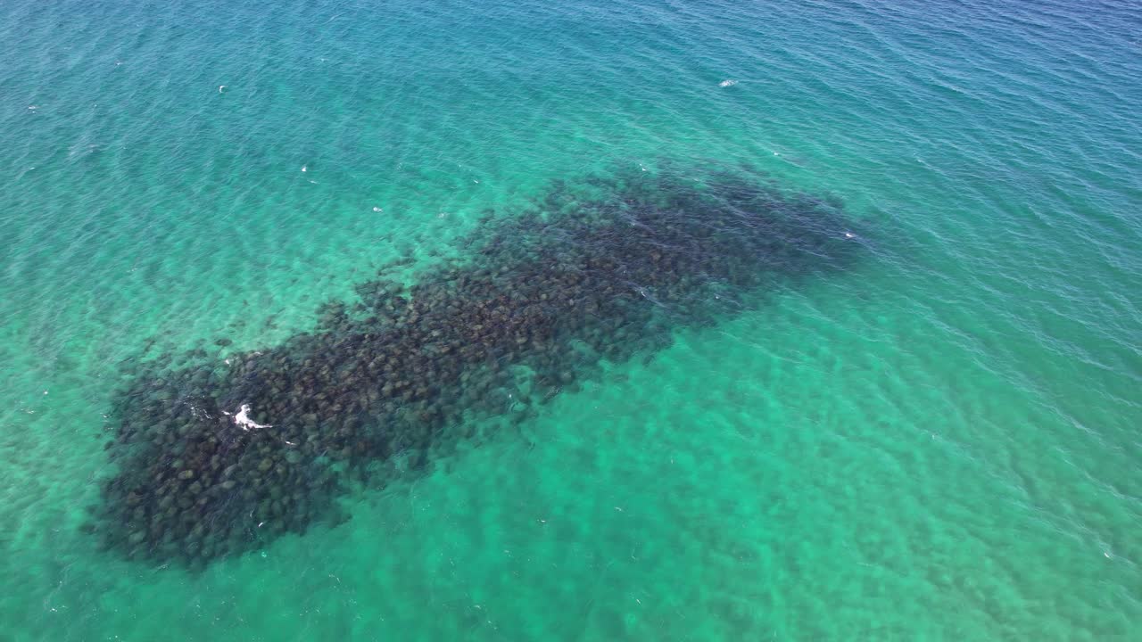 Rocks On The Seabed, Palm Beach In Gold Coast, Queensland, Australia - Drone Shot