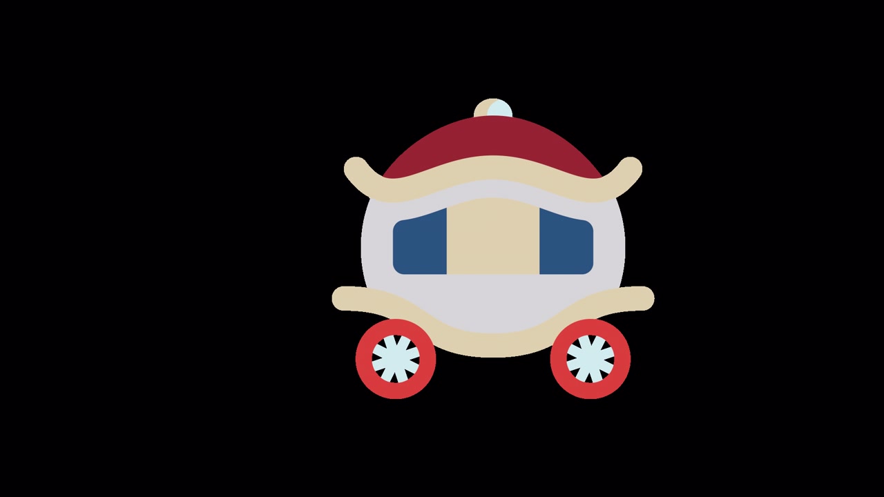 Illustrazione animata di una carrozza reale che si forma e si muove