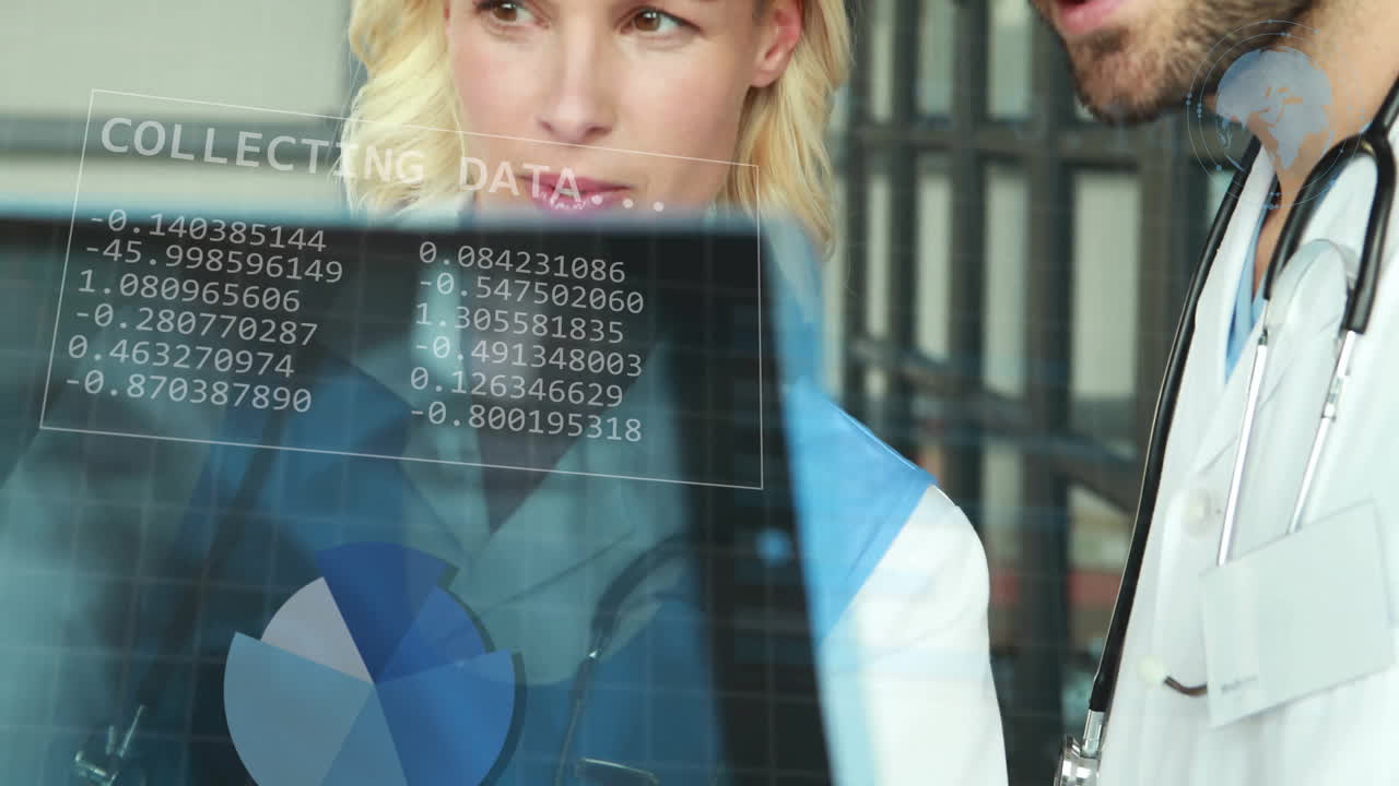 animación del procesamiento de datos sobre diversos médicos