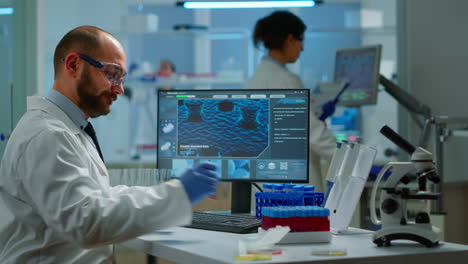 researcher working in laboratory research and experiment corona disease sample