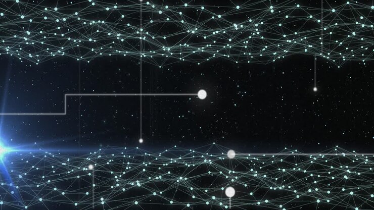 Animation of networks of connections and data processing