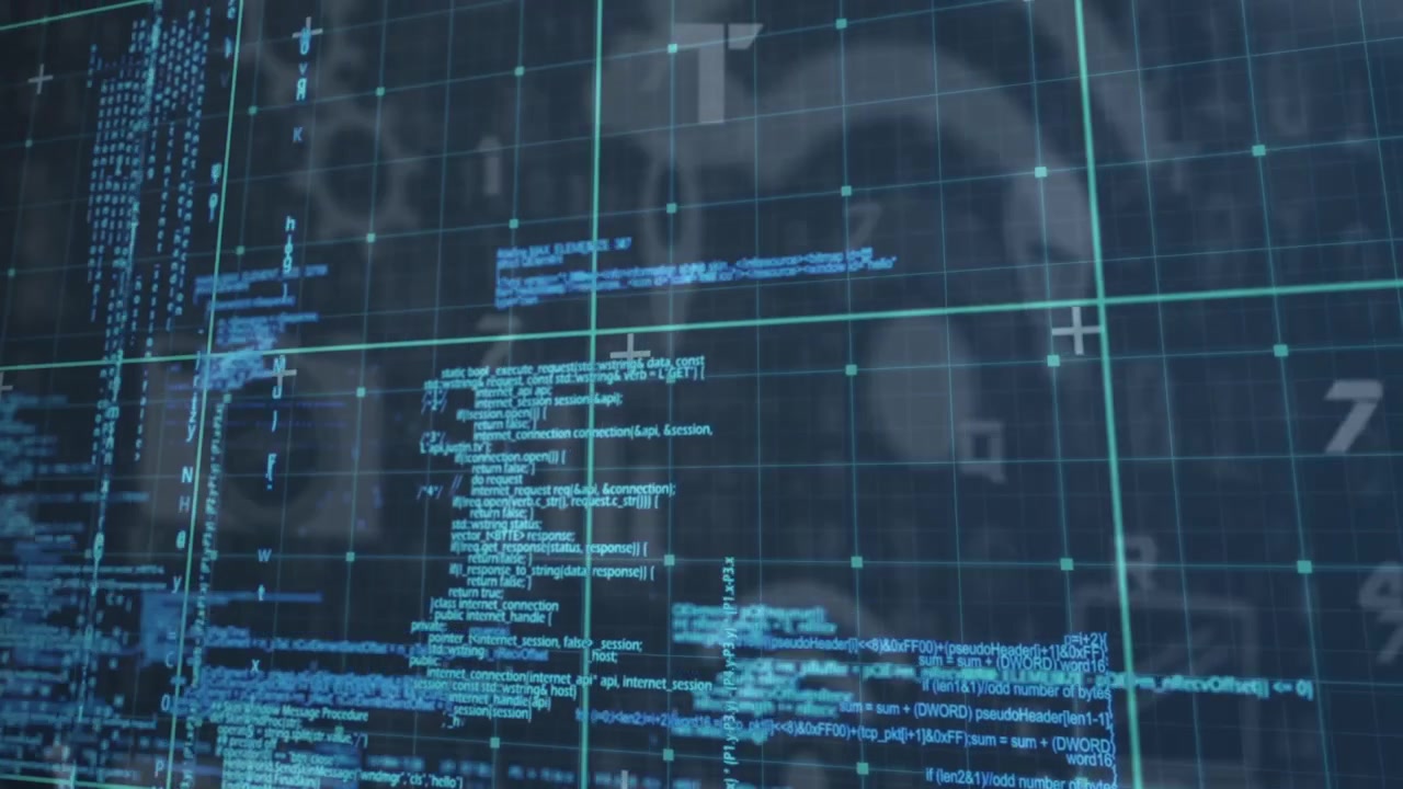 Animation of data processing on green background with numbers