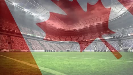 composition of rugby stadium with canada flag in transparency