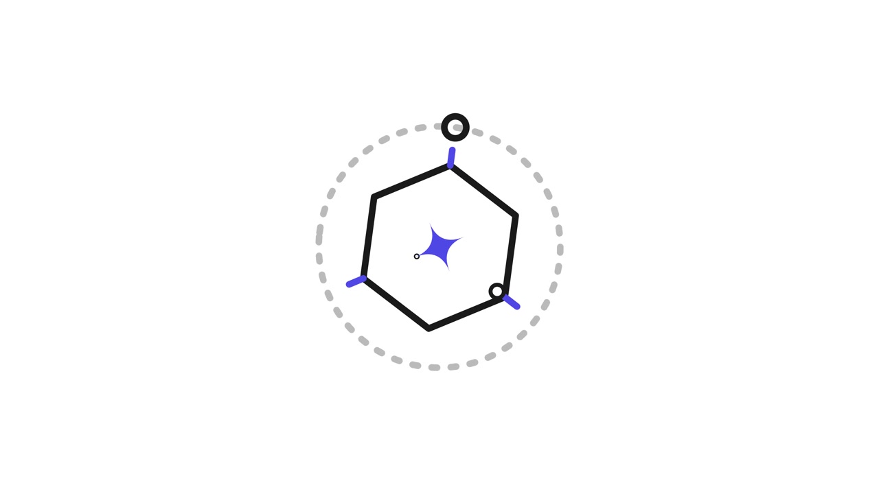 Animated Hexagon Construction with Central Star Icon