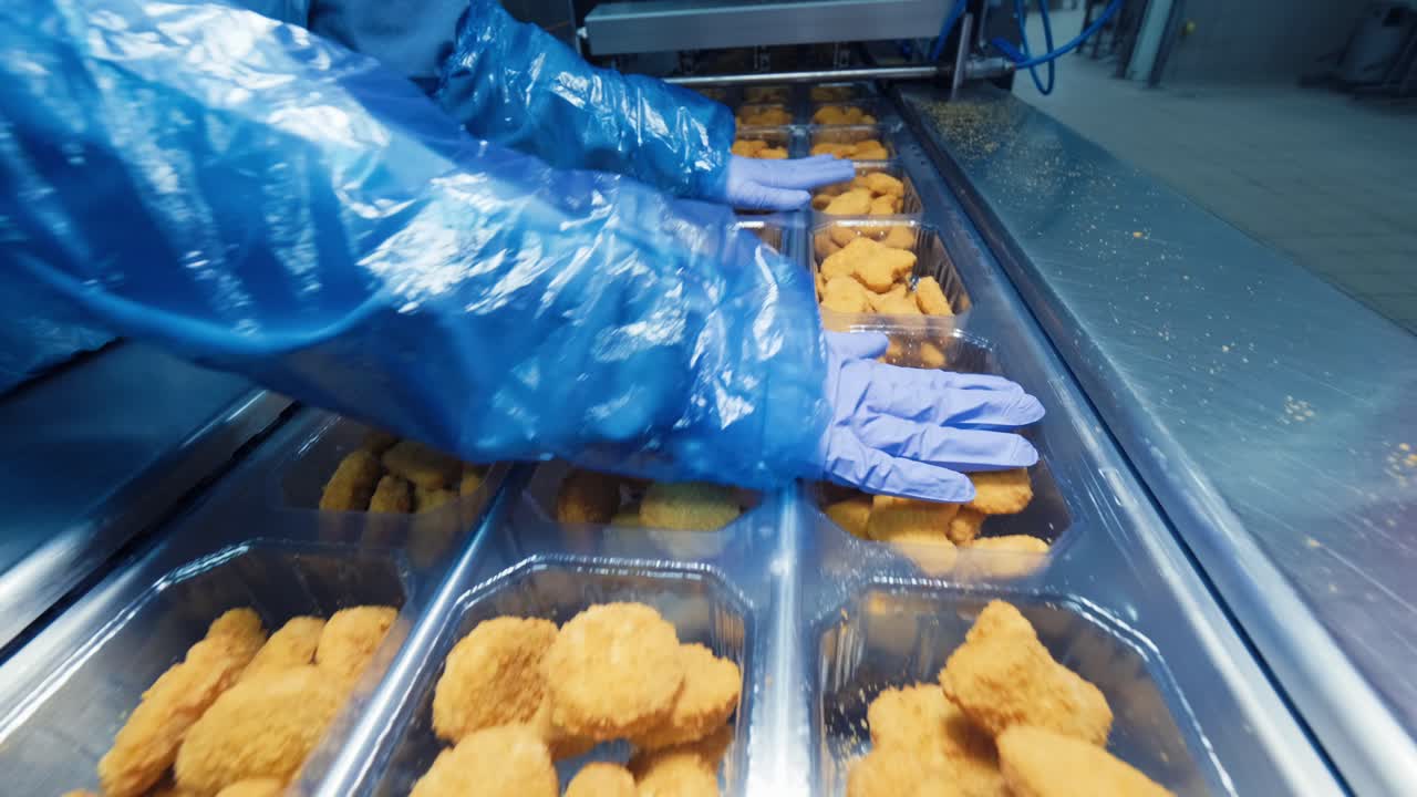 línea de producción de nuggets de pollo