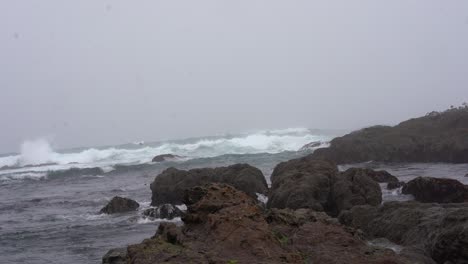 rough waves crashing against ocean bluffs