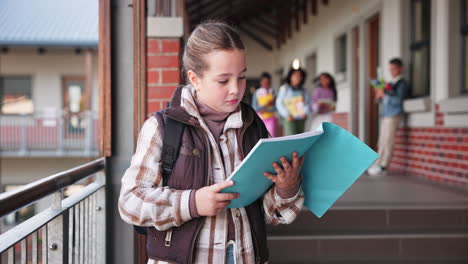 school kids studying outside