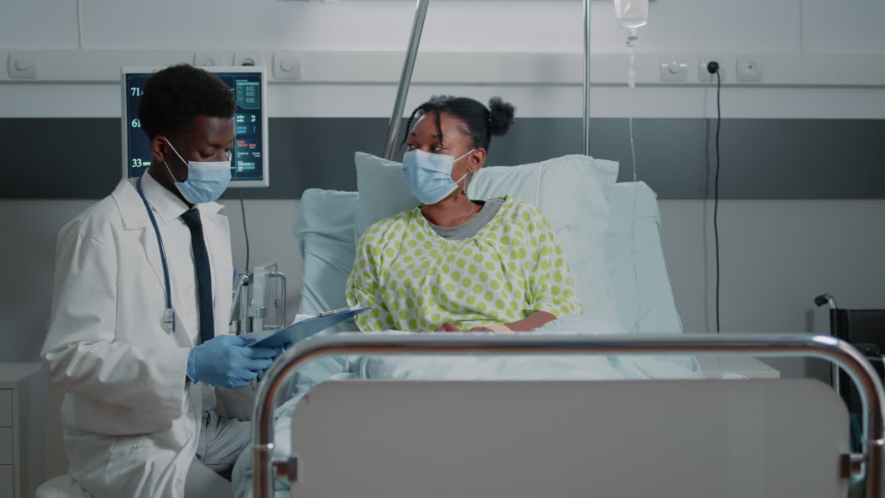 Sick patient receiving medical assistance from medic