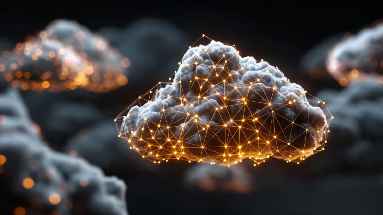 Illuminated Networked Clouds: A Stunning Fusion of Nature and Technology Showcasing the Intersection of Digital Art and Atmospheric Imagery in Modern Design