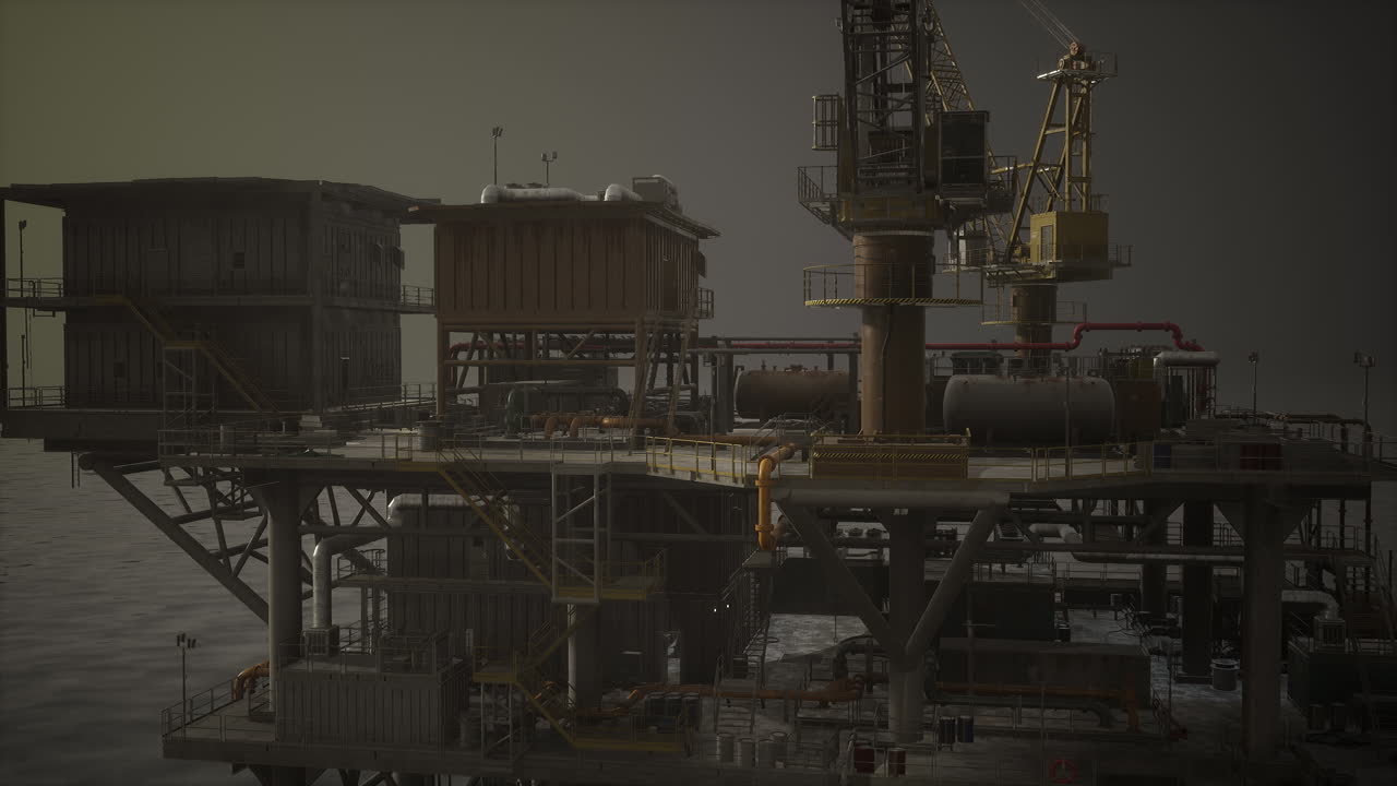 на морской нефтяной платформе в океане.