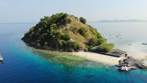 aerial shot of pulau kelor island in indonesia, asia