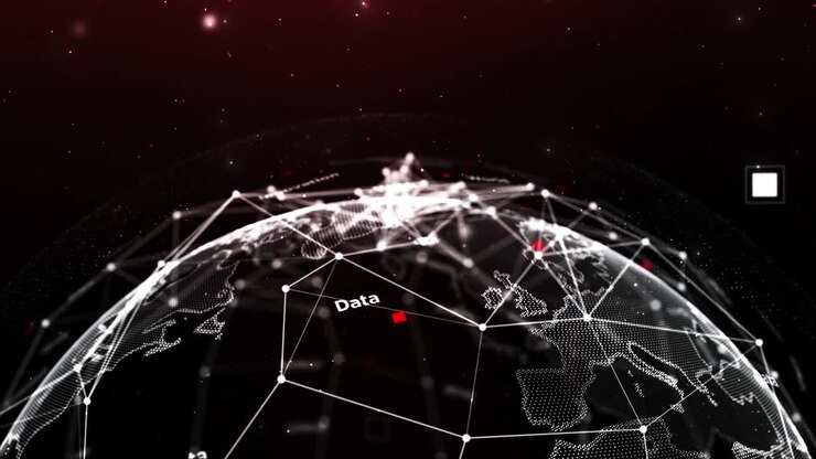 Beautiful Global Business Network Rotating in Space Seamless. Looped 3d Anima